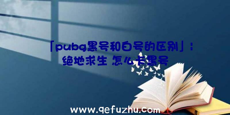 「pubg黑号和白号的区别」|绝地求生